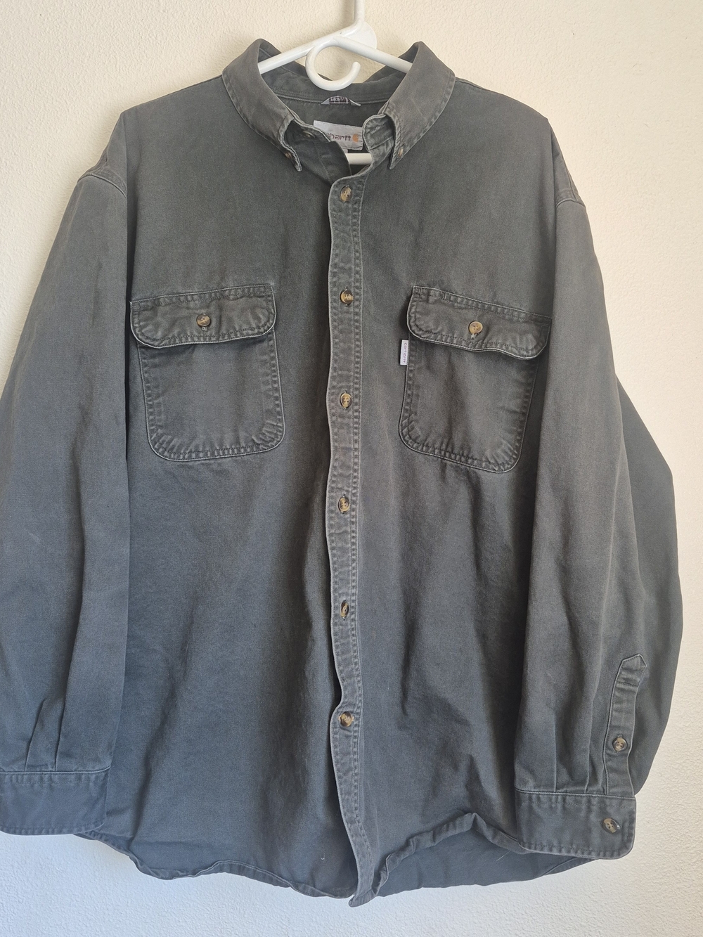 Carhartt Men's Washed Dark Gray Button-Up Shirt Jacket